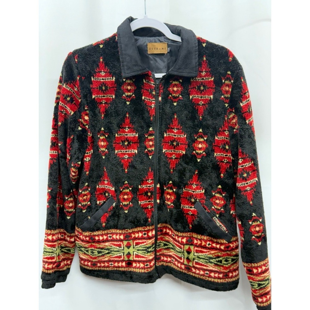 W19 VTG Tsunami Fleece Full Zip Collared‎ w/Pockets Aztec Southwestern Sz M